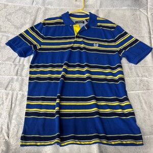 Chaps Men's Polo Shirt in Blue and Yellow Stripes